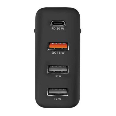 Logilink PA0377 - Cargador USB 1 USB-C y 3 USB-A, 48W, Negro