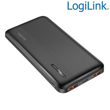 LogiLink PA0372 - Mobile Power Bank 10.000mAh, LiPo, PD 20W QC 3.0, Negro