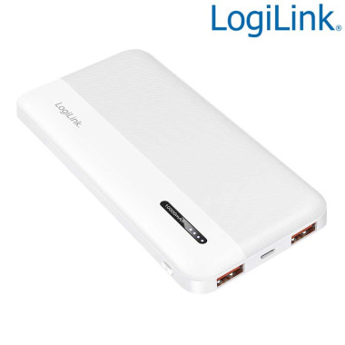 LogiLink PA0372W - Mobile Power Bank 10.000mAh, LiPo, PD 20W QC 3.0, Blanco