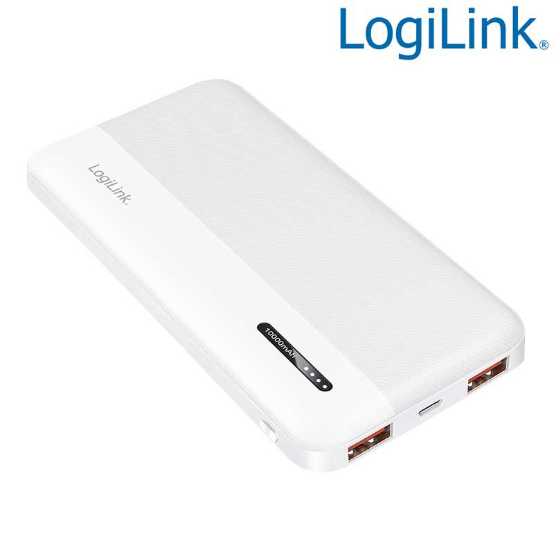 LogiLink PA0372W - Mobile Power Bank 10.000mAh, LiPo, PD 20W QC 3.0, Blanco