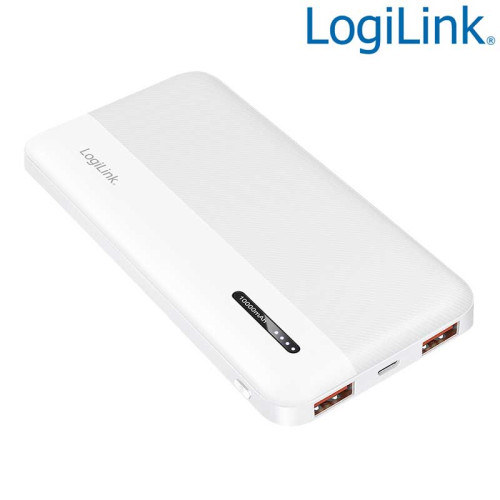 LogiLink PA0372W - Mobile Power Bank 10.000mAh, LiPo, PD 20W QC 3.0, Blanco