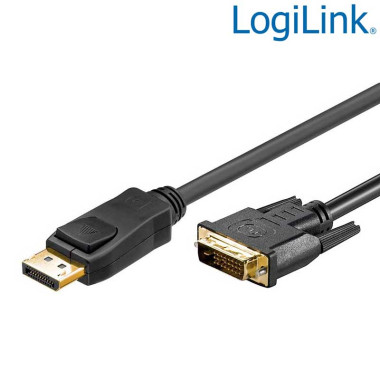 Logilink CV0133 - 5m Cable DisplayPort 1.2 a DVI-D (24+1), Negro | Marlex Conexion