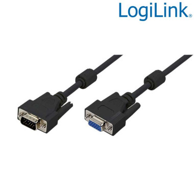 Logilink CV0006 - 5m Cable SVGA con Ferrita Macho-Hembra Negro | Marlex Conexion
