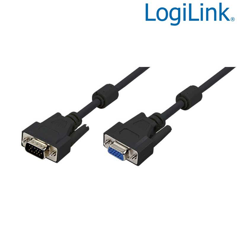Logilink CV0006 - 5m Cable SVGA con Ferrita Macho-Hembra Negro | Marlex Conexion