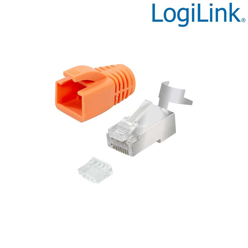 LogiLink MP0078 - 10 Conectores RJ45 Macho Cat.6A apantallado, '' Pass Througt ''