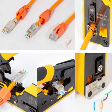 LogiLink MP0078 - 10 Conectores RJ45 Macho Cat.6A apantallado, '' Pass Througt ''