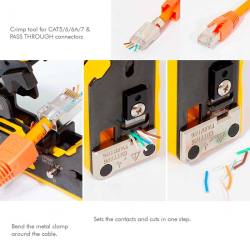 LogiLink WZ0060 - Crimpadora para conectores CAT5/6/6A/7, ''Pass Through'' con cortador