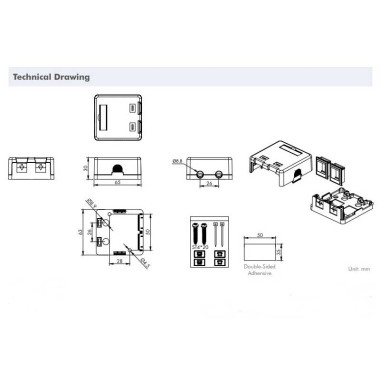 LogiLink NK4080 - Caja Superficie para 2 conectores tipo Keystone