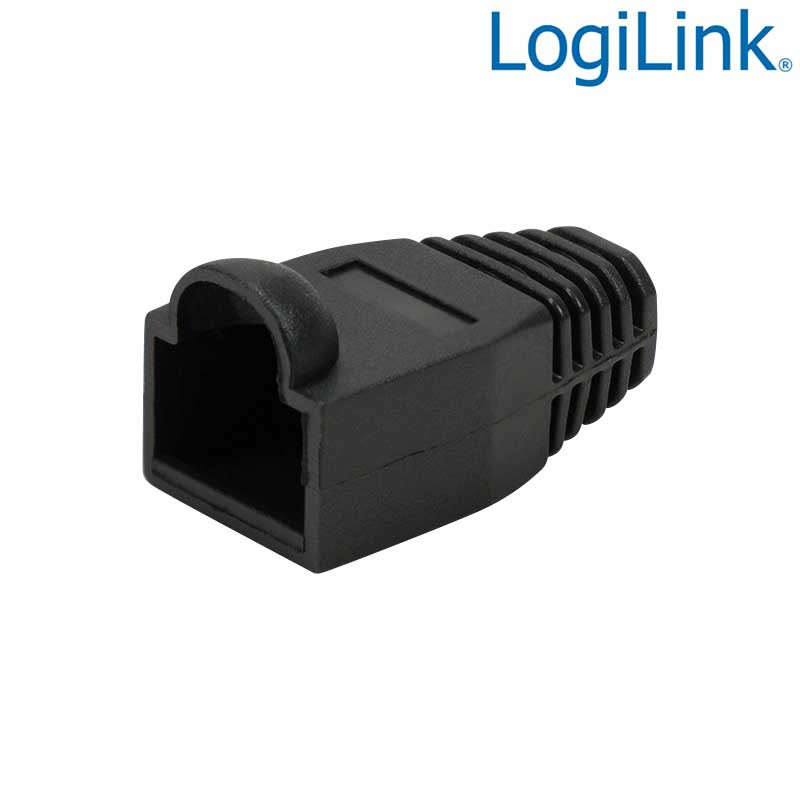 LogiLink MP0064 - Funda Conector RJ45 Macho para RJ45 , 6,5mm, Negro (Bolsa 50pcs)