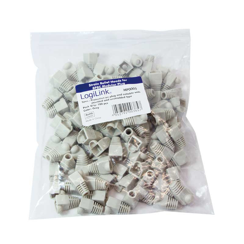 Logilink MP0005 - Funda Conector RJ45 Macho Gris (Bolsa 100 pcs)