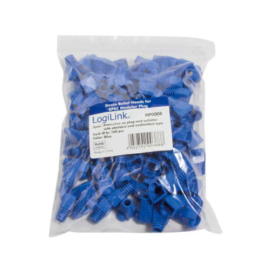 Logilink MP0008 - Funda Conector RJ45 Macho Azul (Bolsa 100 pcs)