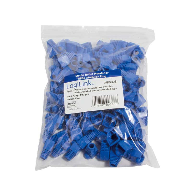 Logilink MP0008 - Funda Conector RJ45 Macho Azul (Bolsa 100 pcs)