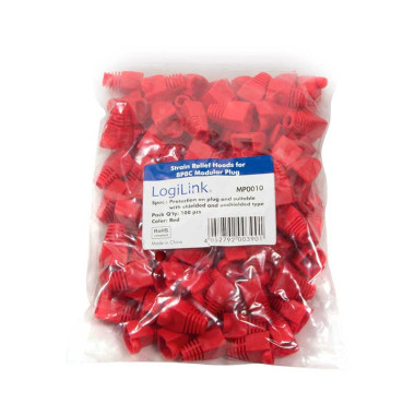 LogiLink MP0010 - Funda Conector RJ45 Macho Rojo (Bolsa 100 pcs)