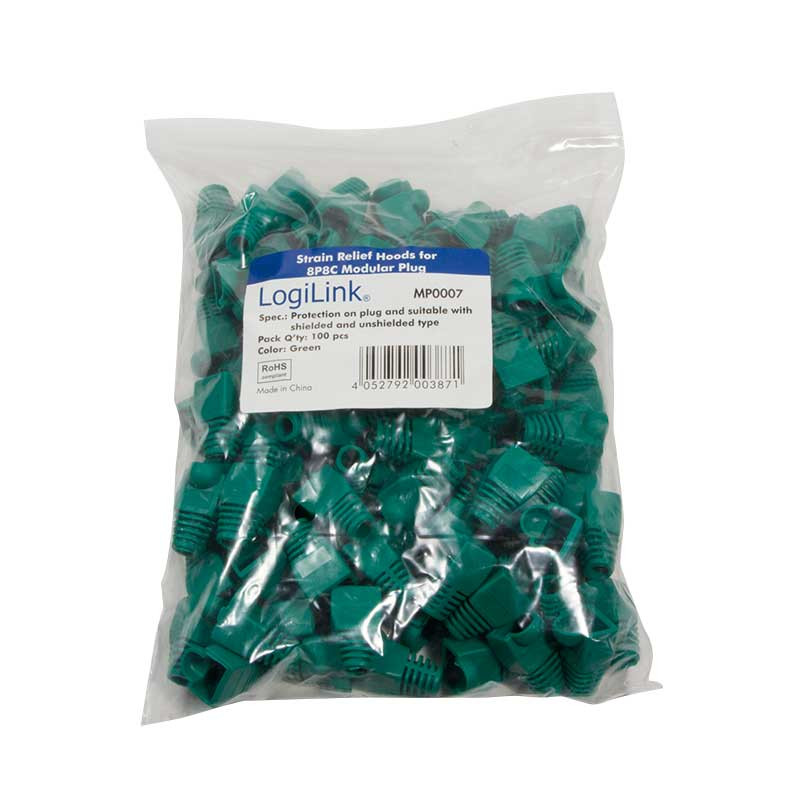 Logilink MP0007 - Funda Conector RJ45 Macho Verde (Bolsa 100 pcs)