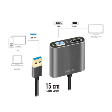 Logilink UA0234 - Conversor USB 3.0 a HDMI-VGA