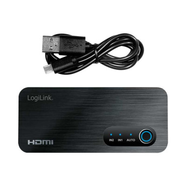 LogiLink HD0058 - Conmutador HDMI 2x1 puertos, 8K / 60 Hz, HDCP, HDR,VRR,CEC
