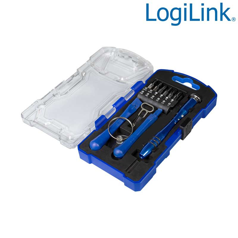 LogiLink WZ0057 - Juego de destornilladores con puntas acoplables y accesorios, 17 piezas
