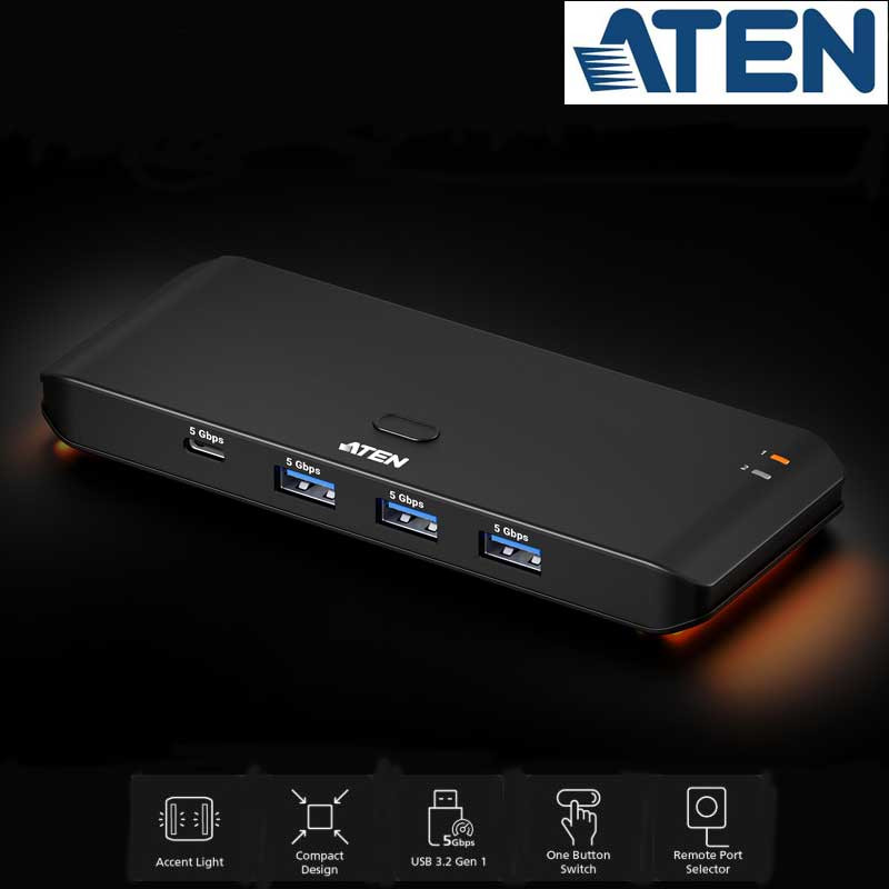 Aten US5324 - Conmutador para puertos USB 3.2 Gen 1 compartidos 2 x 4