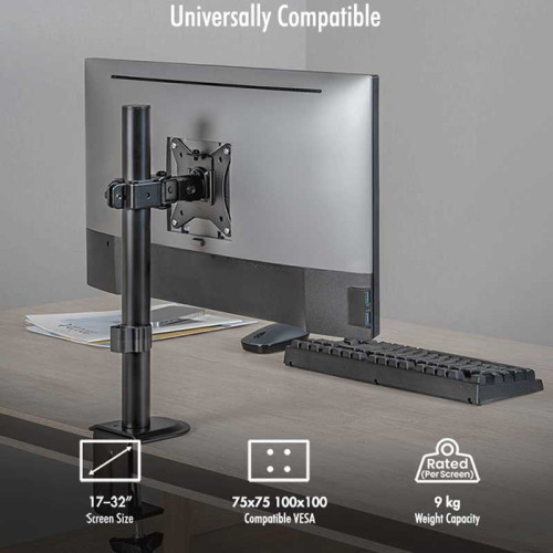 LogiLink BP0222 - Soporte para monitor, 17–32", 9 kg máx., inclinación, giro y rotación, brazo: 63 mm