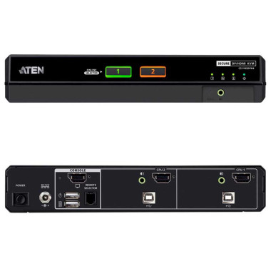 Aten CS1182DPH4 - KVM universal de 2 puertos USB DisplayPort /HDMI 5K, "secure v4.0"