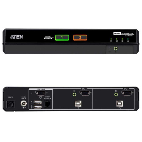 Aten CS1182DPH4 - KVM universal de 2 puertos USB DisplayPort /HDMI 5K, "secure v4.0"
