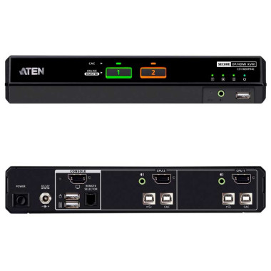 Aten CS1182DPH4C - KVM universal de 2 puertos USB DisplayPort/HDMI 5K con CAC "secure v4.0"