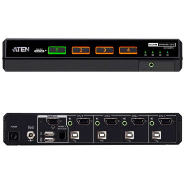 Aten CS1184DPH4 - KVM universal de 4 puertos USB DisplayPort/HDMI 5K, "secure v4.0"