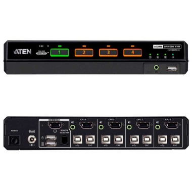 Aten CS1184DPH4C - KVM universal de 4 puertos USB DisplayPort/HDMI 5K con CAC "secure v4.0"