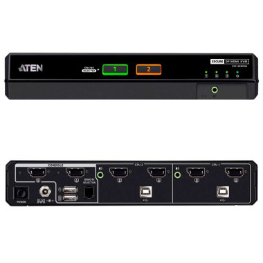 Aten CS1142DPH4 - KVM universal Dual View de 2 puertos USB DisplayPort/HDMI 5K, "secure v4.0"