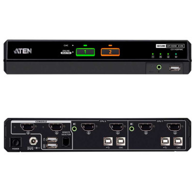 Aten CS1142DPH4C - KVM universal Dual View de 2 puertos USB DisplayPort/HDMI 5K con CAC "secure v4.0"