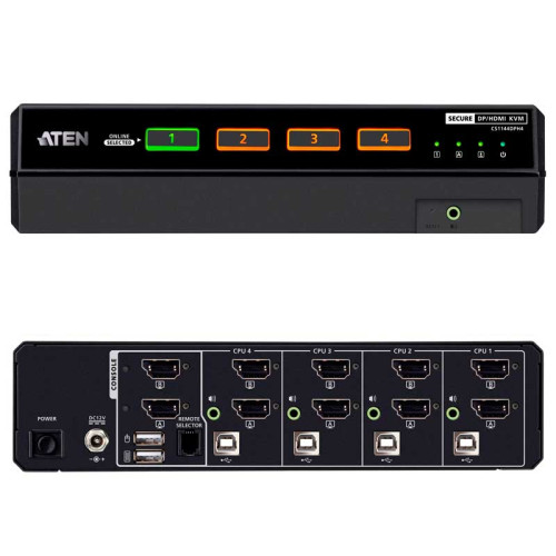 Aten CS1144DPH4 - KVM universal Dual View de 4 puertos USB DisplayPort/HDMI 5K, "secure v4.0"