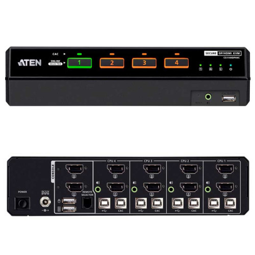 Aten CS1144DPH4C - KVM universal Dual View de 4 puertos USB DisplayPort/HDMI 5K con CAC "secure v4.0"