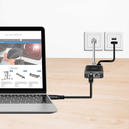LogiLink CU0413 - 3m Cable Ethernet USB 3.2 Tipo C macho a RJ45 macho, 1 Gbps, activo, Negro