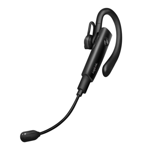 LogiLink BT0078 - Auricular mono inalámbrico con clip para la oreja, BT 5.4, USB-C, Micro, Negro