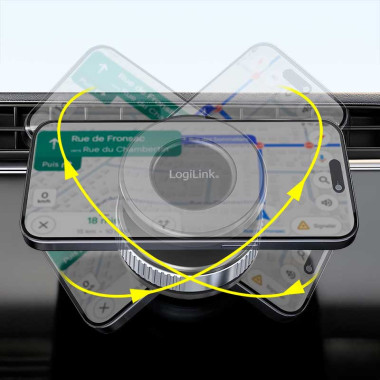 LogiLink AA0197 - Soporte magnético para smartphone con cierre giratorio y ventosa