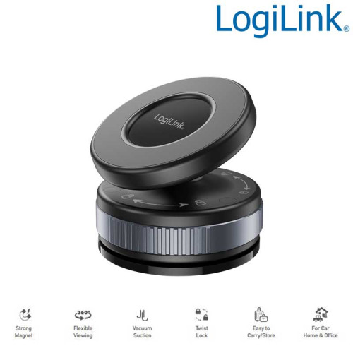 LogiLink AA0197 - Soporte magnético para smartphone con cierre giratorio y ventosa
