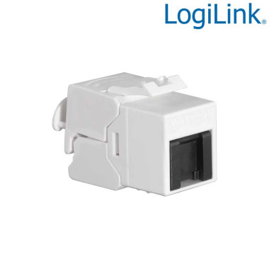 LogiLink NK4084 - Conector Hembra RJ45 UTP Cat.6A Keystone 180º, Sin Herramientas, Slim,Tapa antipolvo