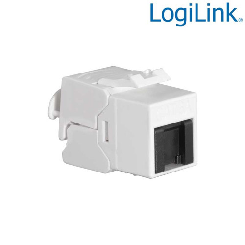 LogiLink NK4084 - Conector Hembra RJ45 UTP Cat.6A Keystone 180º, Sin Herramientas, Slim,Tapa antipolvo