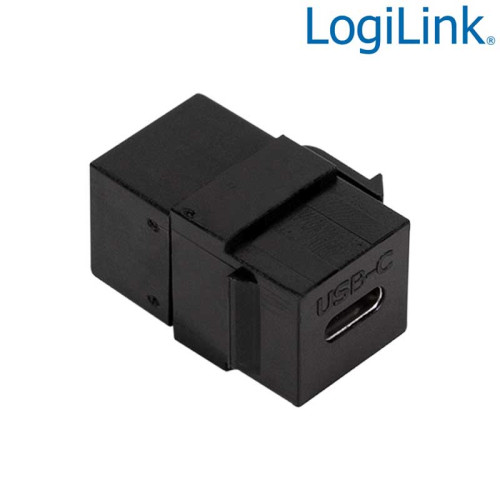 LogiLink NK0032 - Acoplador Keystone en linea USB 3.1 Gen 2. Tipo C Hembra-Hembra, Negro