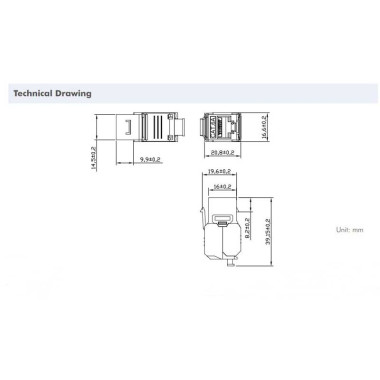 LogiLink NK4066 - Conector Hembra RJ45 UTP Cat.6A Keystone 180º, Sin Herramientas