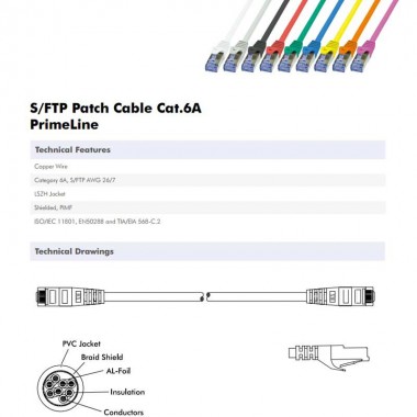 Logilink CQ3022S - Cable de red Cat. 6A 10G S/FTP Cobre LSHZ Gris de 0.5m