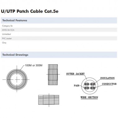 Logilink CPV0014 - 100m Bobina Cat.5e U/UTP FLEXIBLE CCA | Marlex Conexion