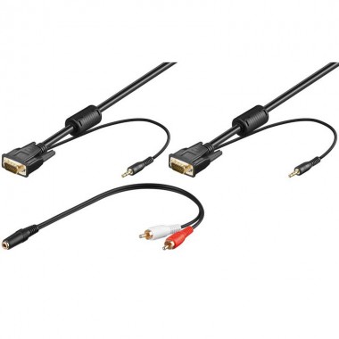 2m Cable VGA con Audio (D-sub HD15 , Jack 3,5) Macho-Macho Negro
