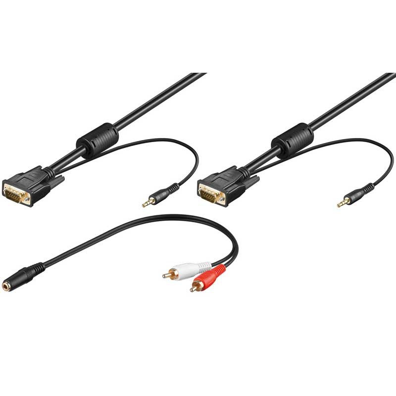 2m Cable VGA con Audio (D-sub HD15 , Jack 3,5) Macho-Macho | Marlex Conexion        