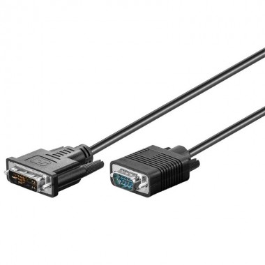 1m Cable DVI-I 12+5 Macho a VGA Macho sin ferrita Negro