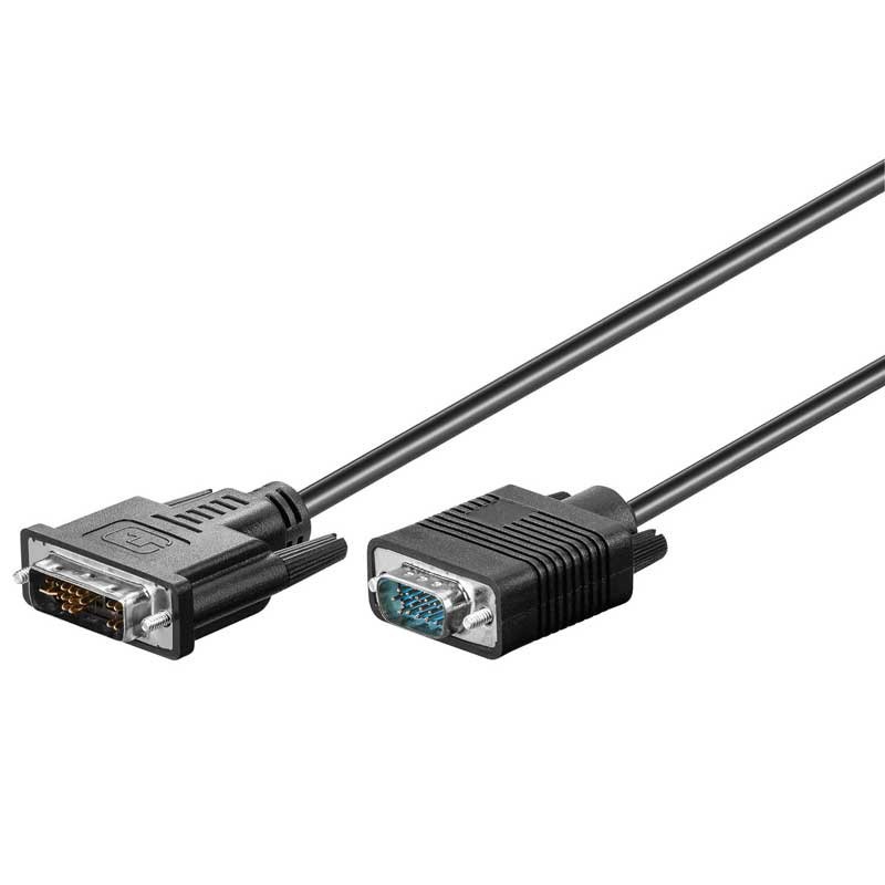 1m Cable DVI-I 12+5 Macho a VGA Macho sin ferrita Negro | Marlex Conexion