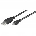 Cable USB 2.0 A-MINI B 5pins de 0,15m, Negro | Marlex Conexion
