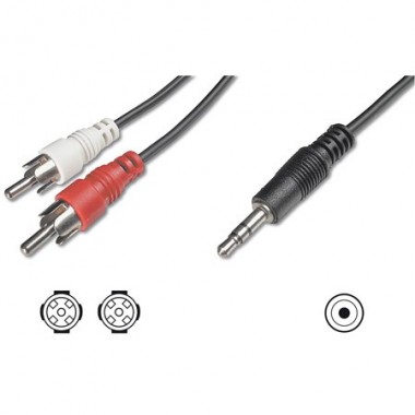 3m Cable Audio Stereo Jack 3,5" - 2 RCA Macho-Macho | Marlex Conexion 
