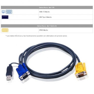 Aten 2L-5202UP - 1.8m USB VGA KVM Cable | Marlex Conexion