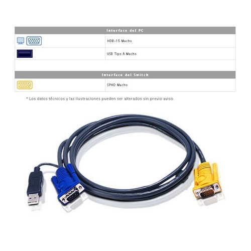 Aten 2L-5206UP - 6m USB VGA KVM Cable con Audio | Marlex Conexion